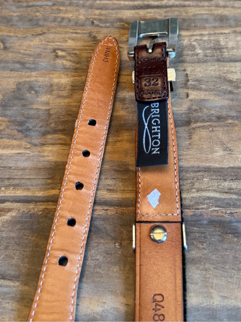 Brighton Multi-Color Pony Hair Silver Concho Leather Belt Sz 32 / M - Picture 8 of 11